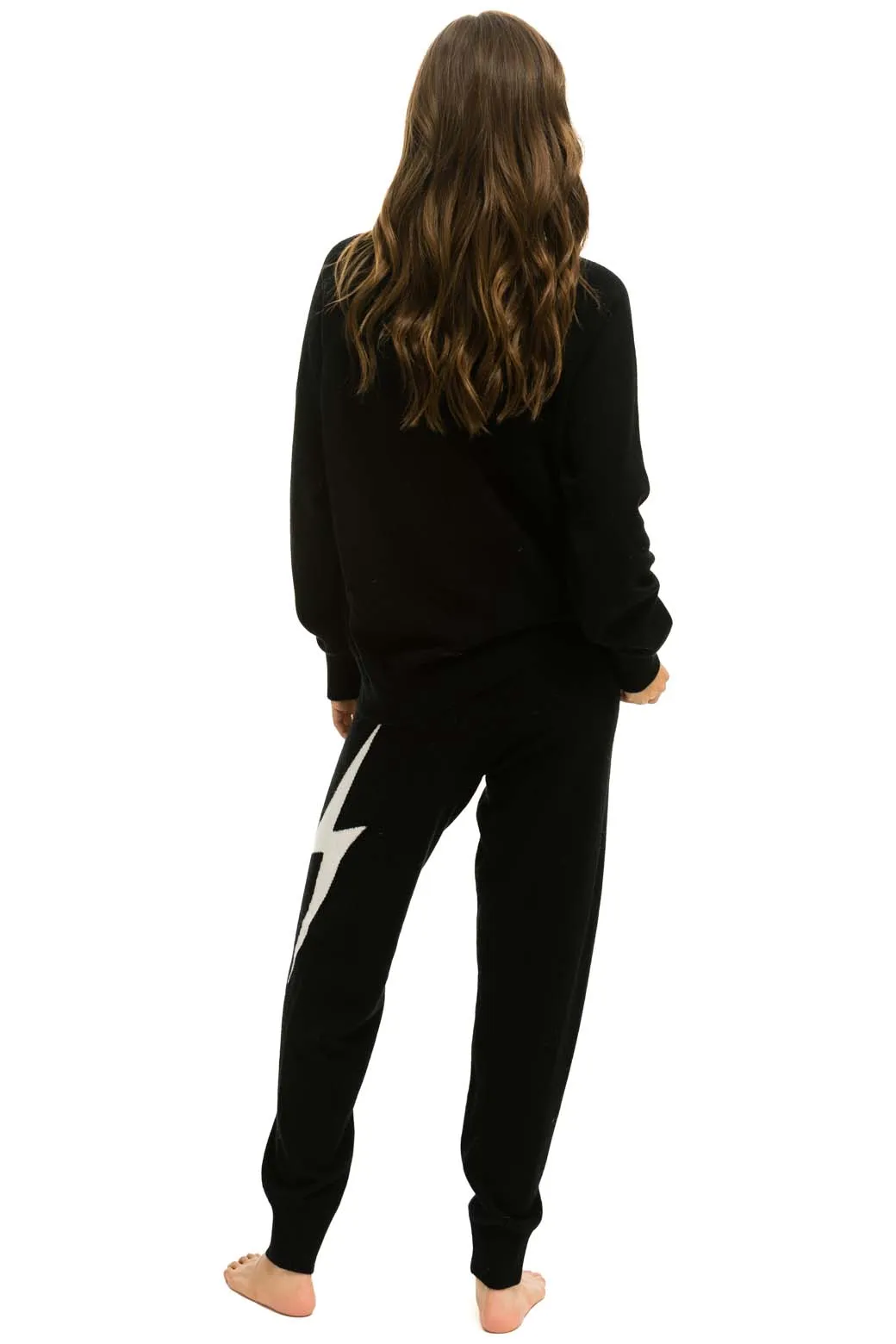 BOLT CASHMERE LIGHT SWEATER PANT - BLACK // WHITE BOLT