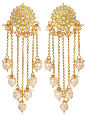 Designer GoldPlated Pearl Tassel Earrings