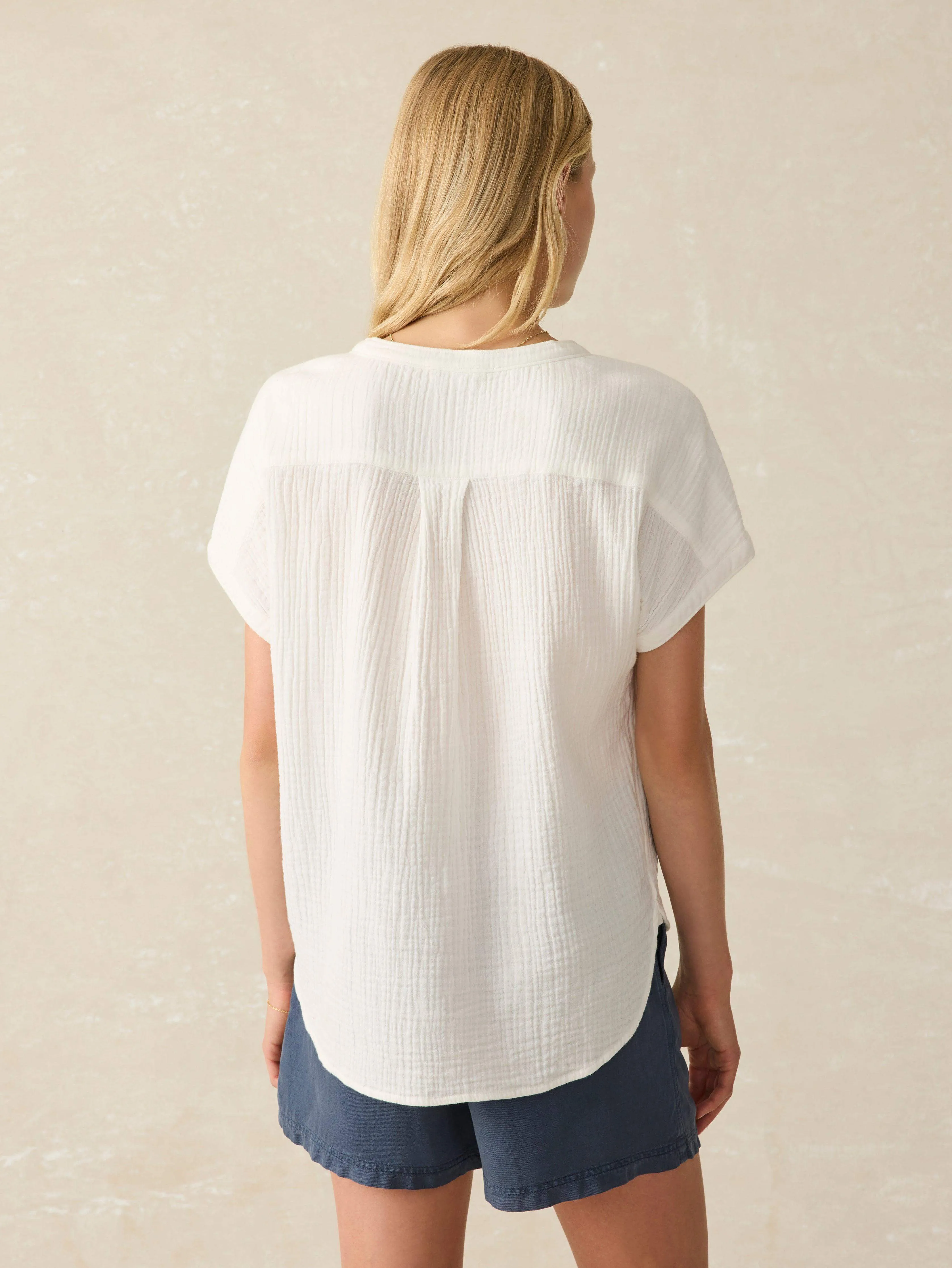 Dream Cotton Gauze Desmond Top - White