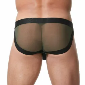 GREGG HOMME Brief Temptation Mesh With Snap Sexy Undies Khaki 152103 108