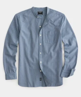 Indigo Striped Band Collar Shirt