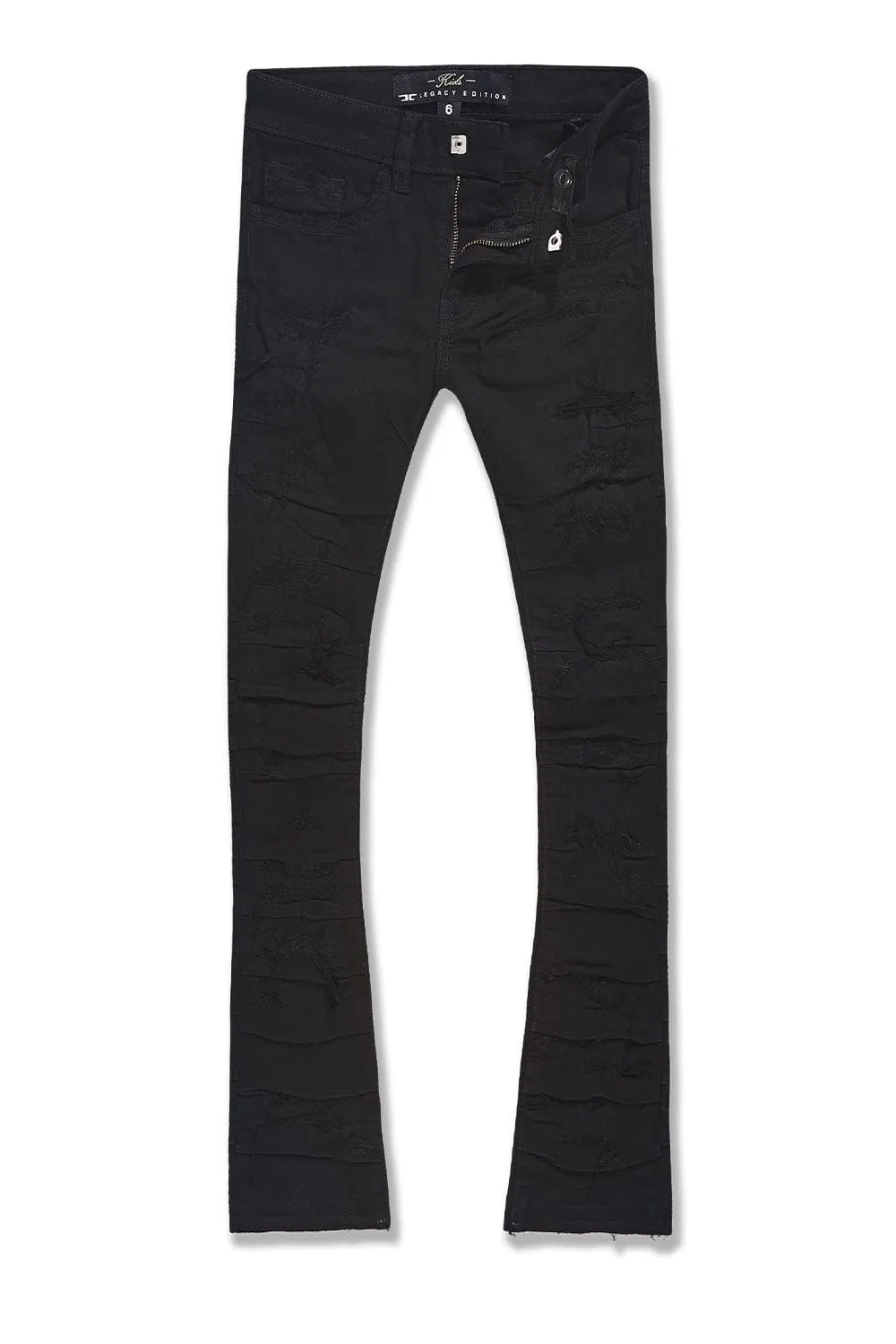 Kids Stacked Ripple Effect Denim (Jet Black)