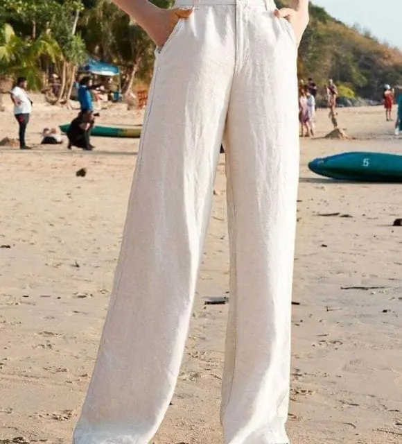 Linen Pants With Straight Cut