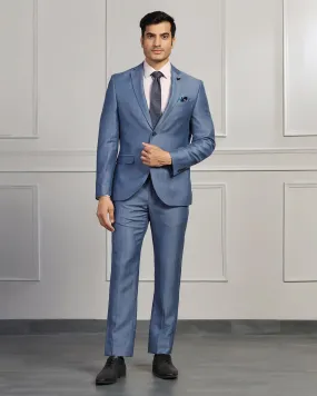 Linen Two Piece Blue Solid Formal Suit - Twipe