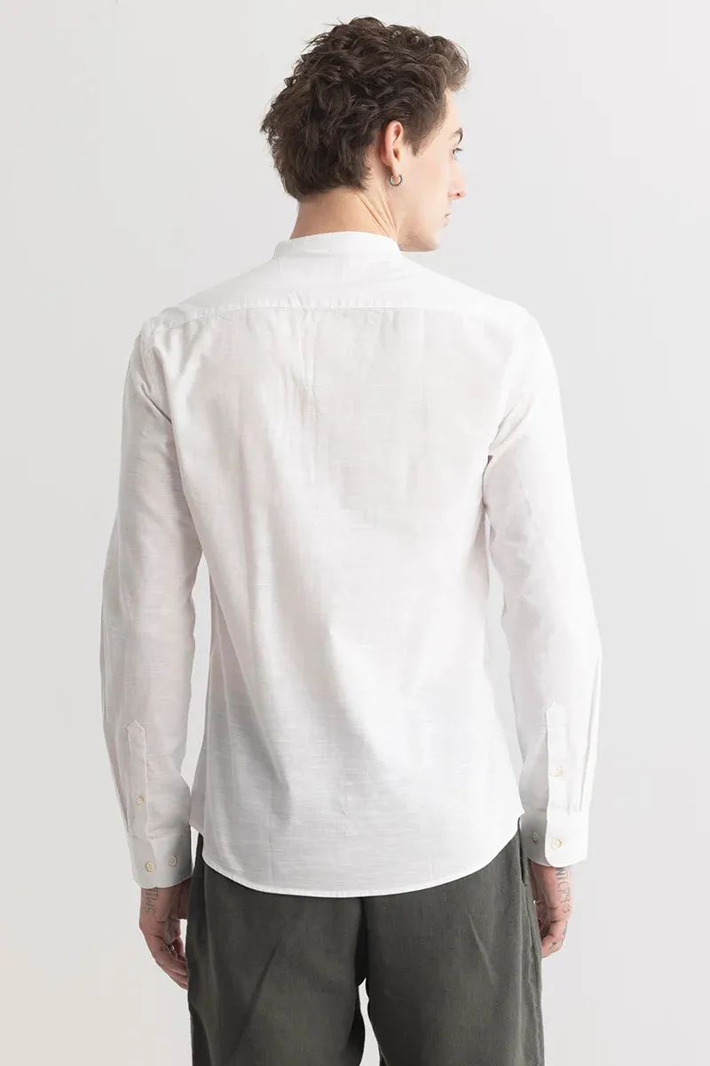 Mandarique White Linen Blend Shirt