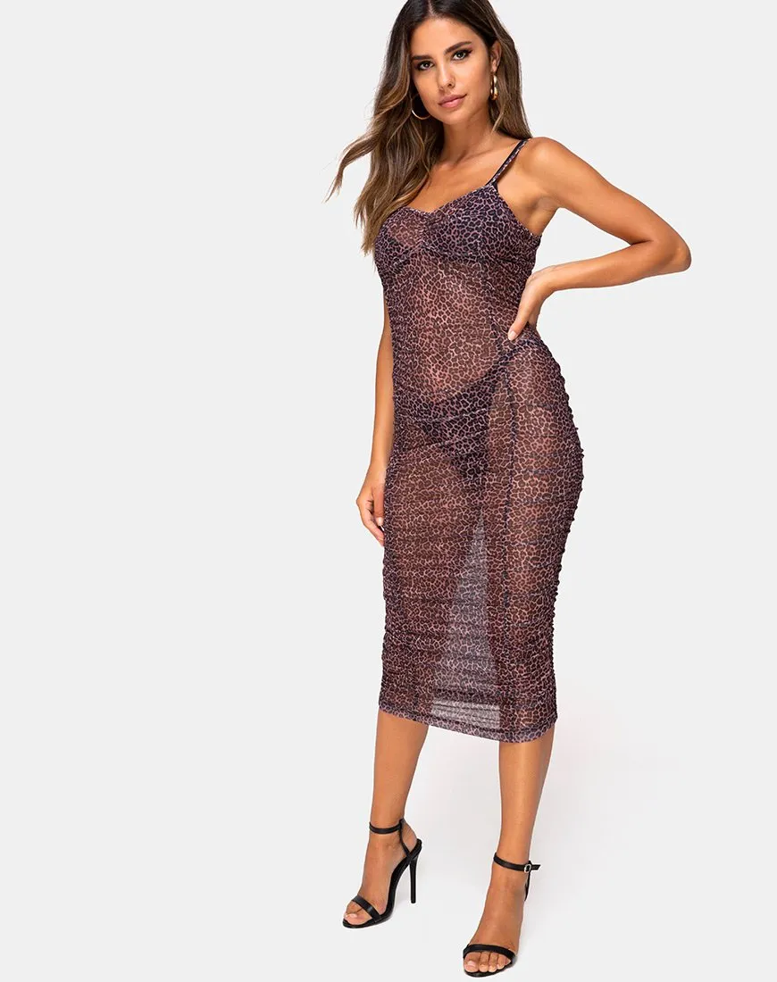 Mauna Maxi Dress in Rar Leopard Mesh