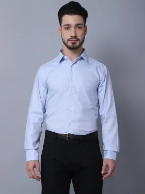 Men's Sky Blue Formal Self textured Full Sleeve Shirt