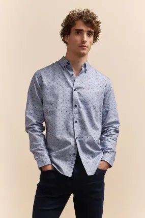 Micro pattern Semi-fitted slub shirt