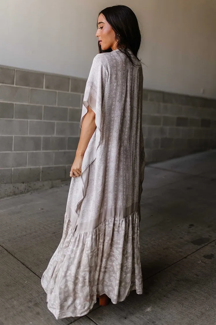 Paisley Free Flow Kimono - Gray