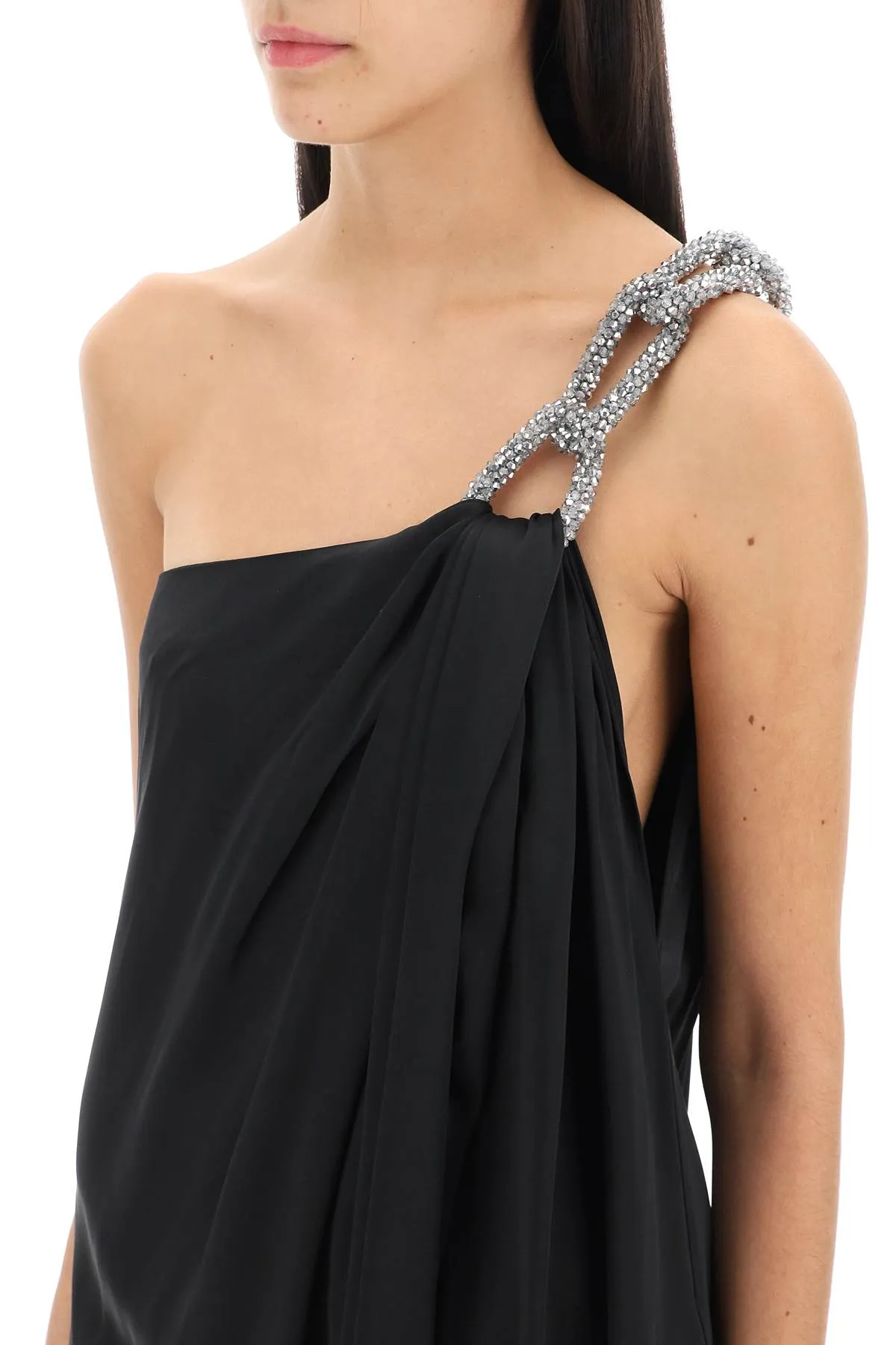 STELLA McCARTNEY one-shoulder dress with falabella chain